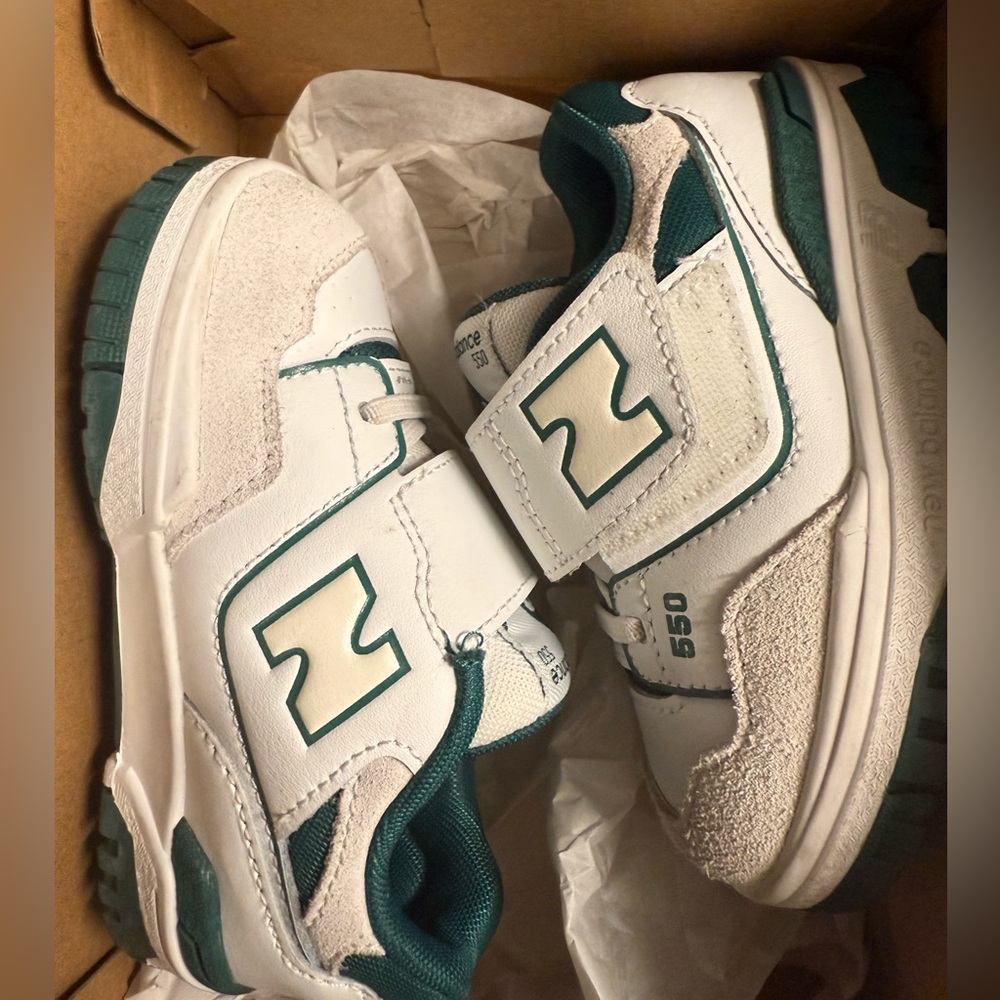 Kids White and Green Sneakers